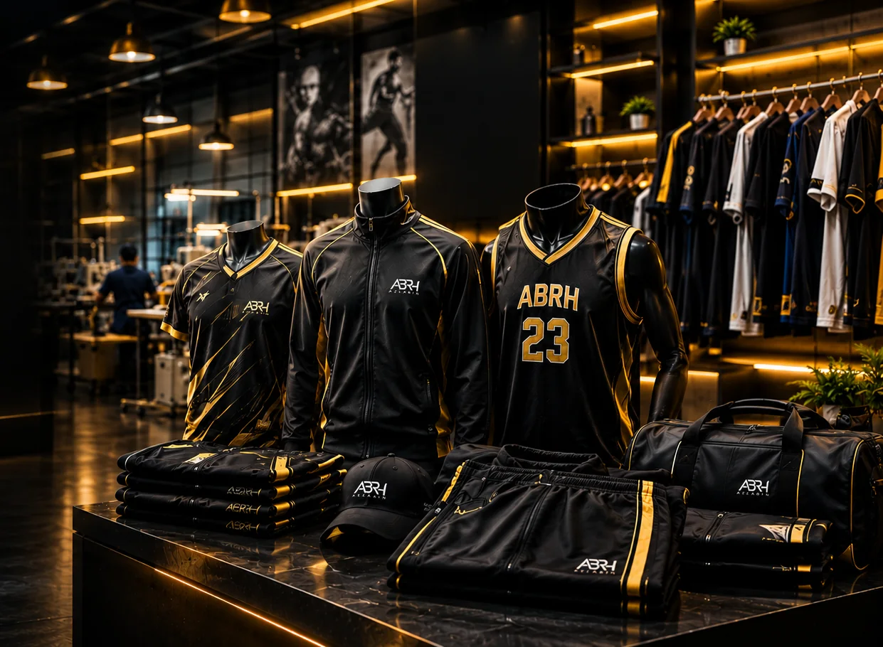 AZLABIN sportswear range — jerseys, polos, hoodies and tracksuits manufactured in-house